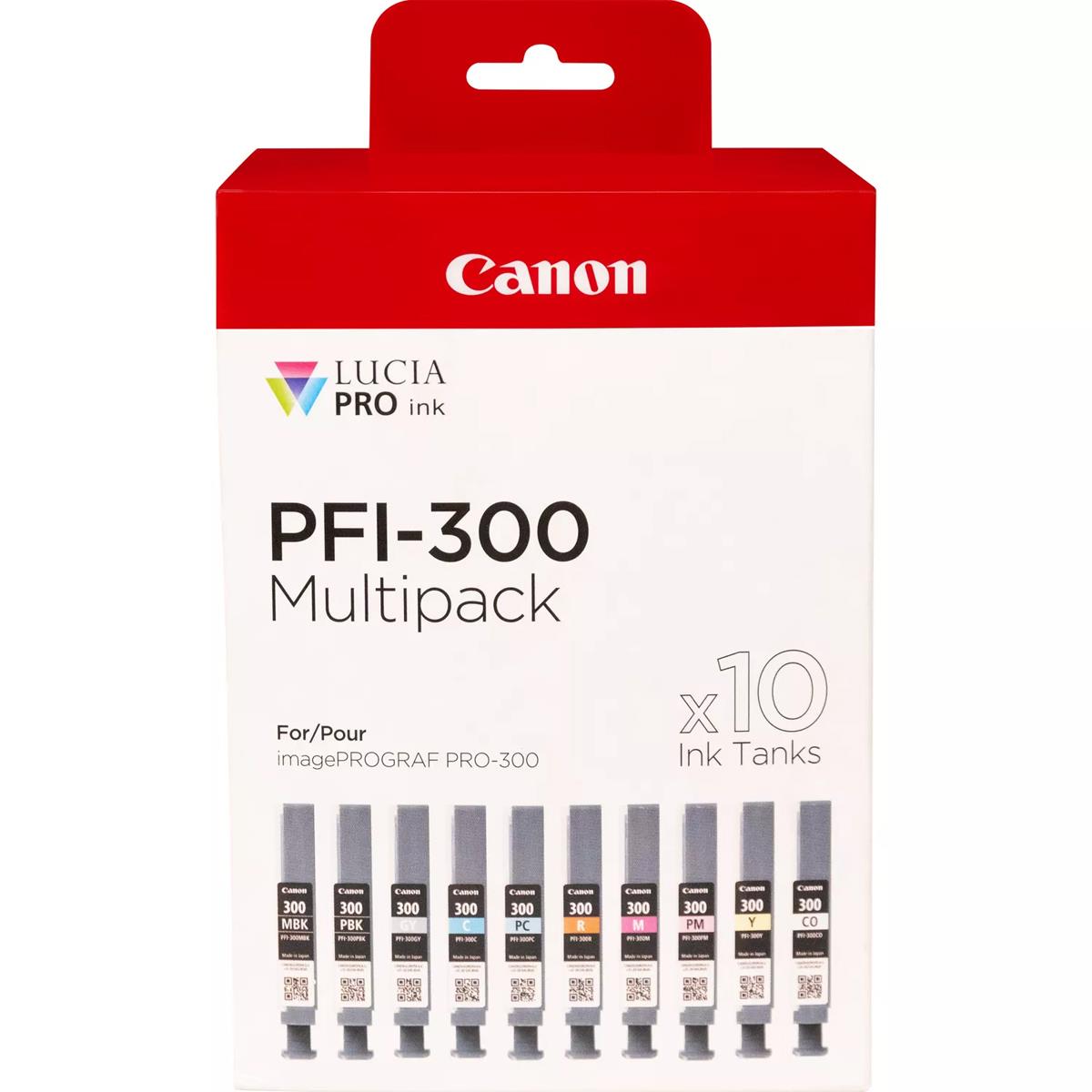 Canon PFI-300 Multipack Tinte MBK/PBK/CO/GY/R/C/M/Y/PC/PM 10 für ImagePrograf PRO-300